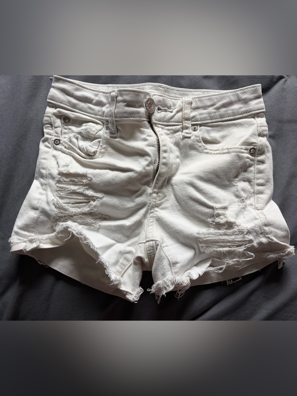 American Eagle Outfitters White Distressed Denim Shorts